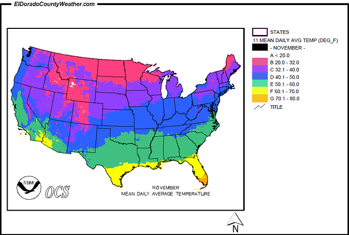 November Mean Daily Average Temperature