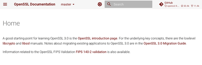 OpenSSL's documentation homepage before I changed it.