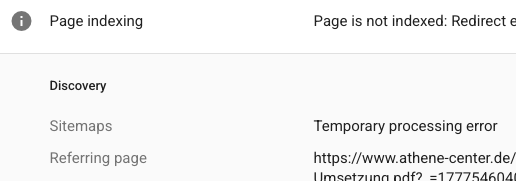 Google Search Console showing the Referring page